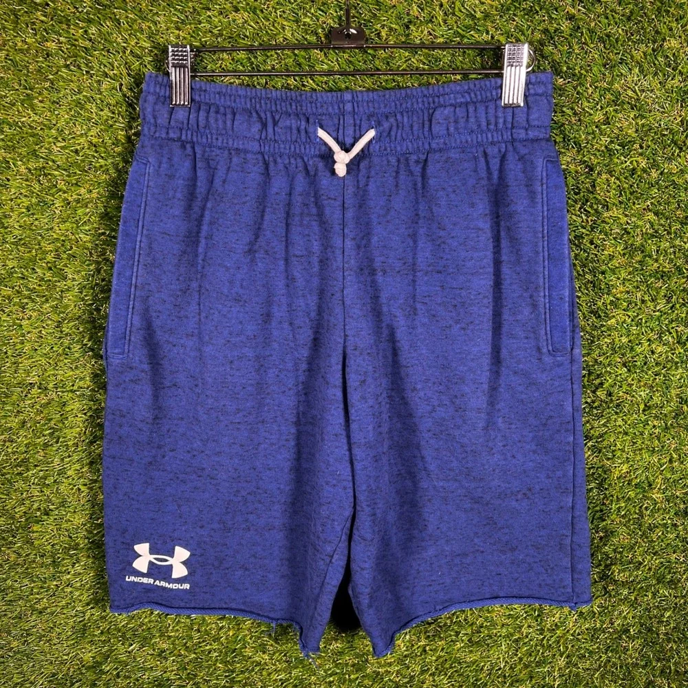 Under Armour Mens‎ Small Heathered Blue Fleece Athletic Gym Shorts Fitted